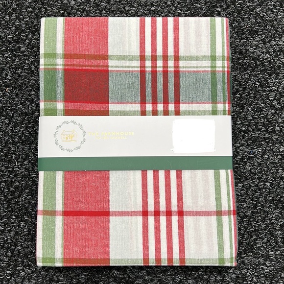 Farmhouse Rachel Ashwell Christmas Red Green Tablecloth Plaid 60”x 102” Oblong